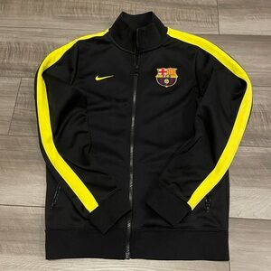 Barcelona FC 2014/2015 Soccer Nike Track Jacket-Black w/Yellow Strips Size Sm